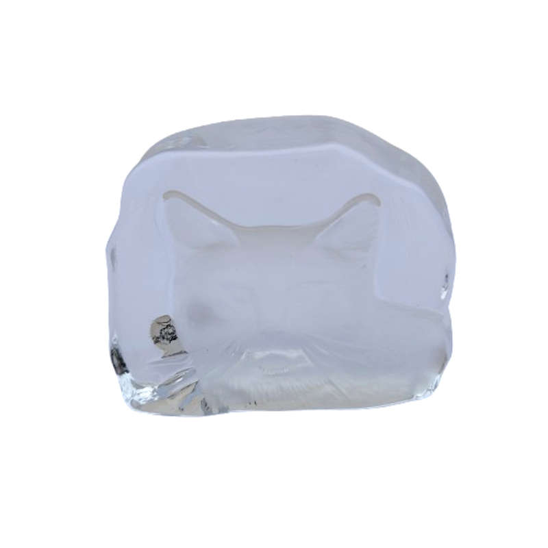 Cristal DÁrques Lead Crystal Embossed Cat Head Paperweight