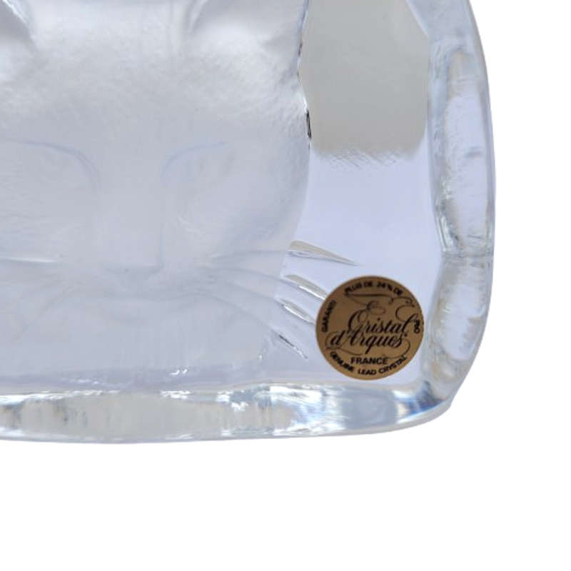 Cristal DÁrques Lead Crystal Embossed Cat Head Paperweight