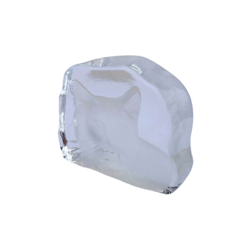 Cristal DÁrques Lead Crystal Embossed Cat Head Paperweight