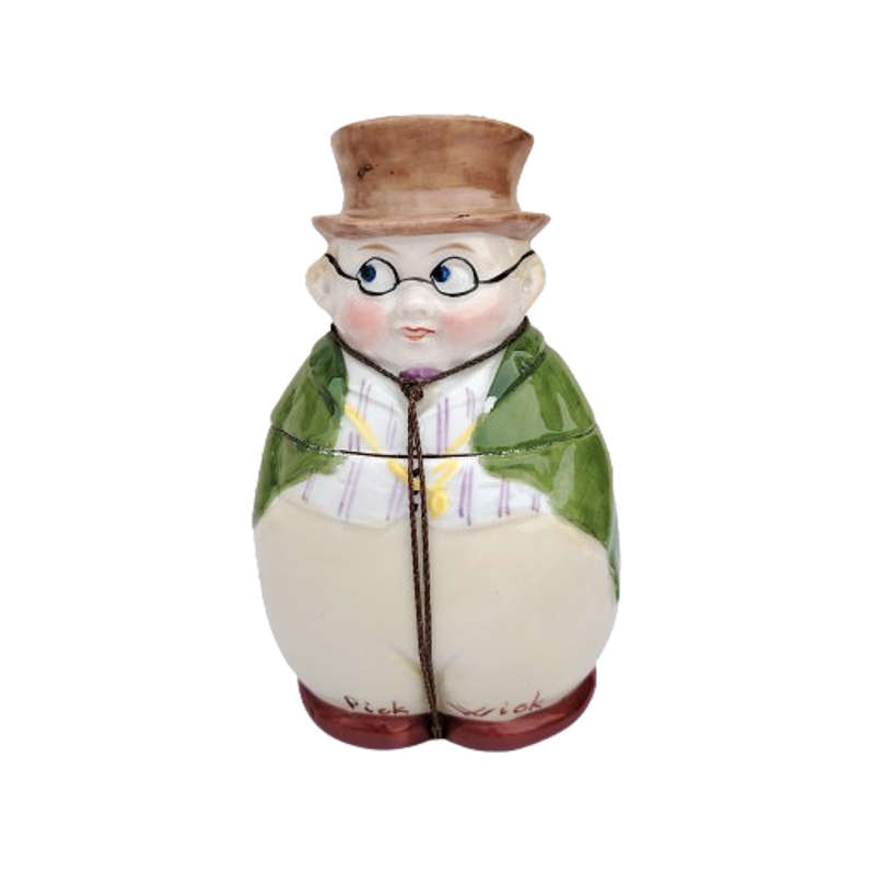 Vintage German Porcelain Bath Salt Jar Dickens Character Pickwick