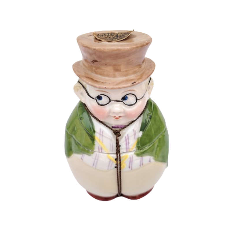 Vintage German Porcelain Bath Salt Jar Dickens Character Pickwick