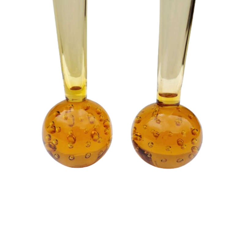 Murano Vintage Pair of Tall Amber Bud Vases