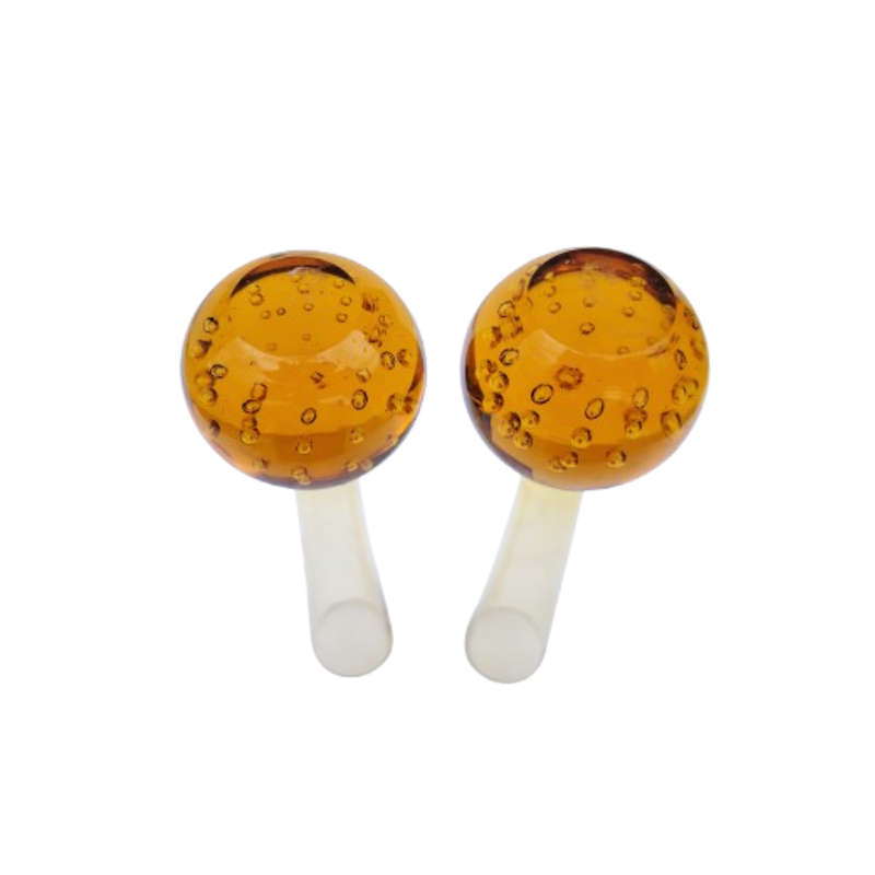 Murano Vintage Pair of Tall Amber Bud Vases