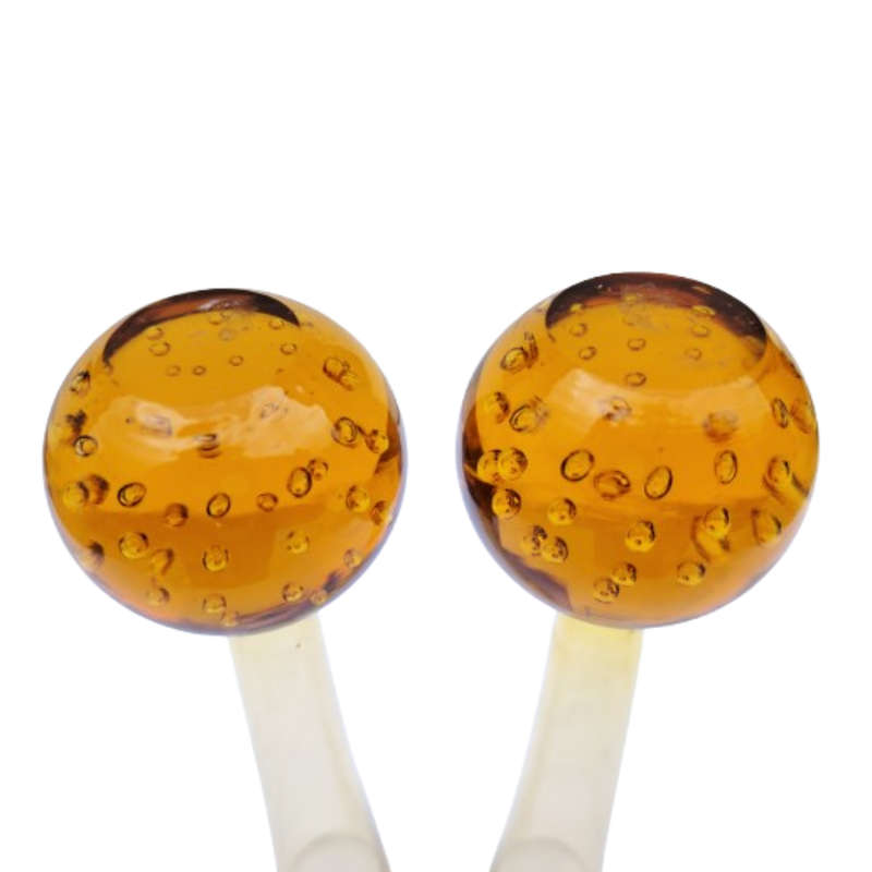 Murano Vintage Pair of Tall Amber Bud Vases