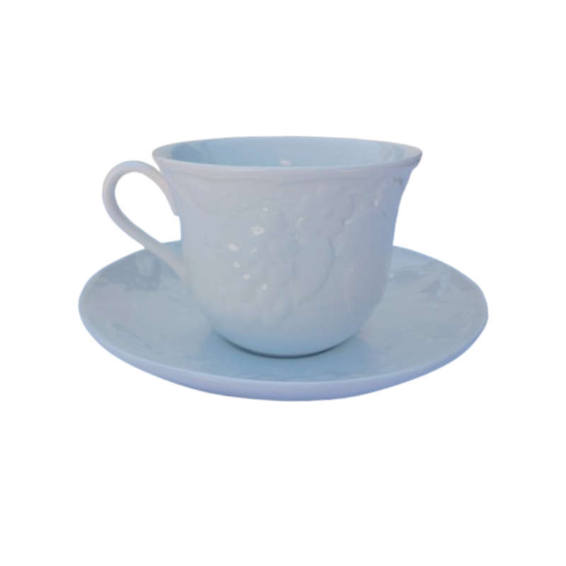 Wedgwood White Bone China Strawberry & Vine Teacup & Saucer