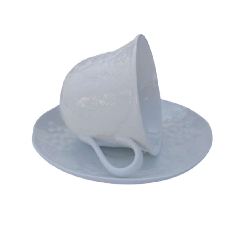 Wedgwood White Bone China Strawberry & Vine Teacup & Saucer