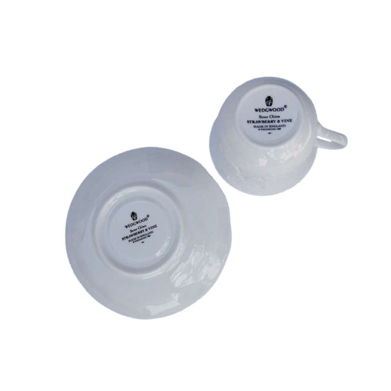 Wedgwood White Bone China Strawberry & Vine Teacup & Saucer