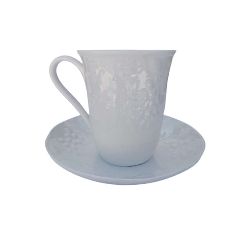 Wedgwood White Bone China Strawberry & Vine Mug & Saucer