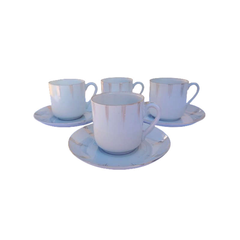 Fine Bone China Duo's Demitasse 4 x Duo's White with Gold Trim