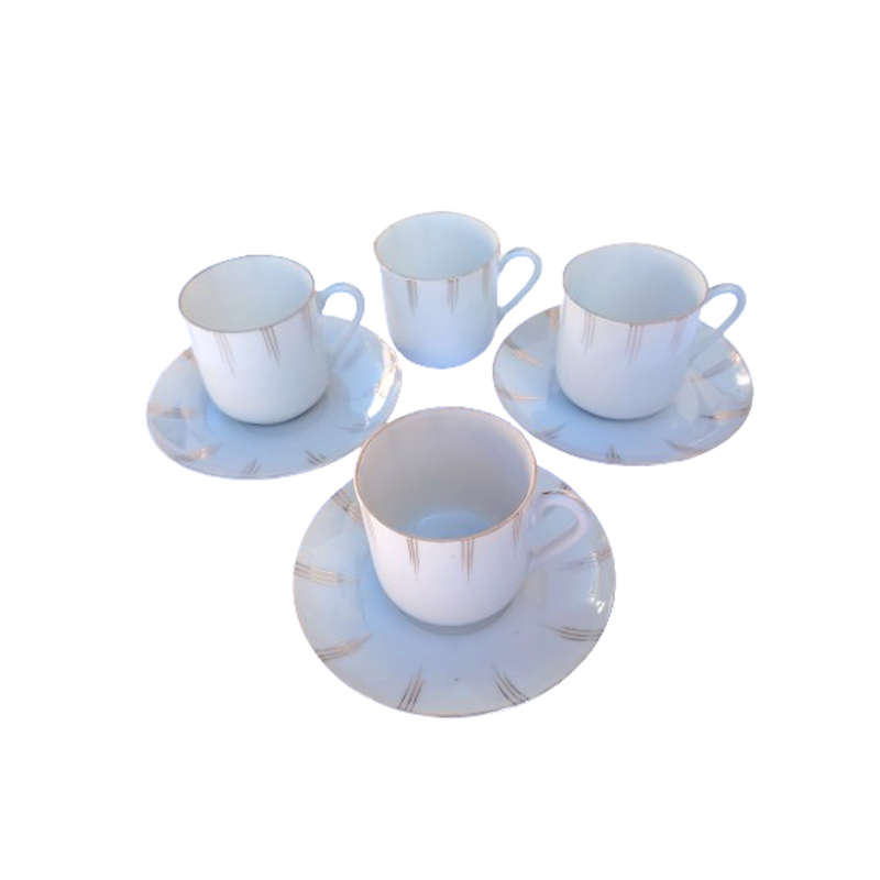 Fine Bone China Duo's Demitasse 4 x Duo's White with Gold Trim