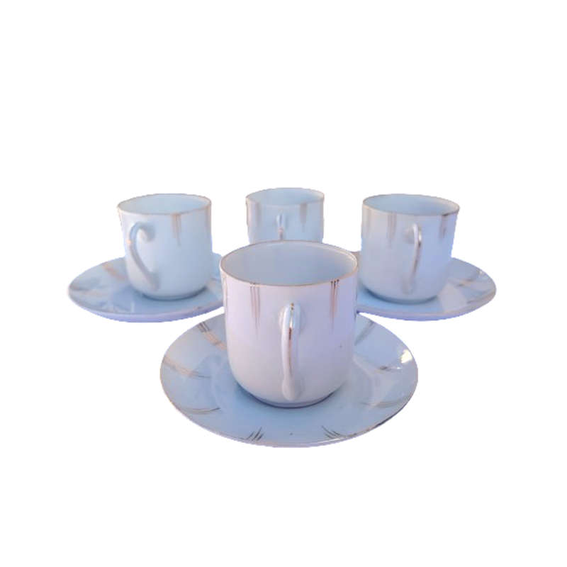 Fine Bone China Duo's Demitasse 4 x Duo's White with Gold Trim