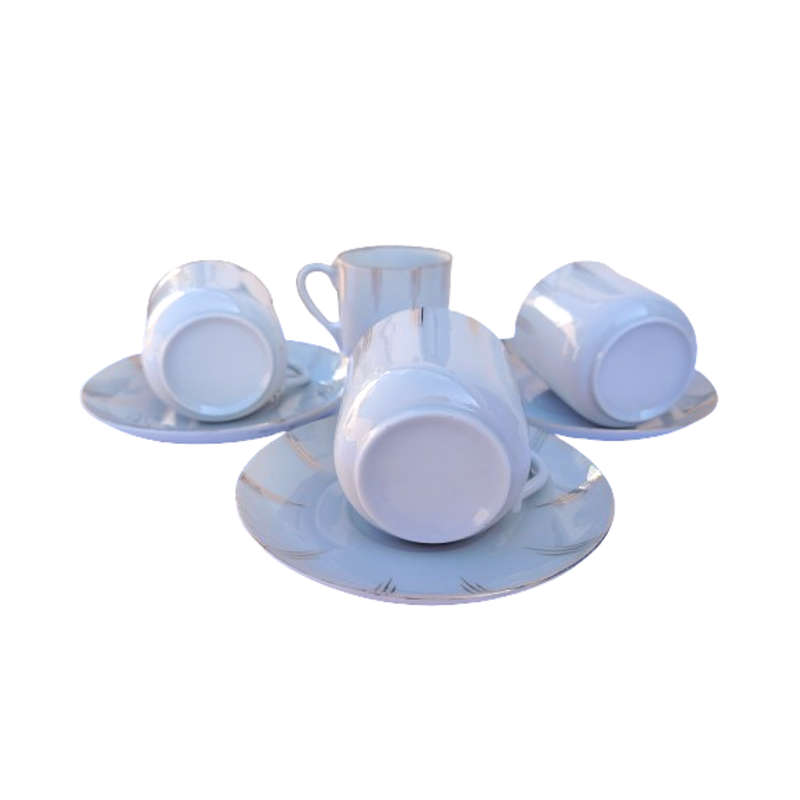 Fine Bone China Duo's Demitasse 4 x Duo's White with Gold Trim