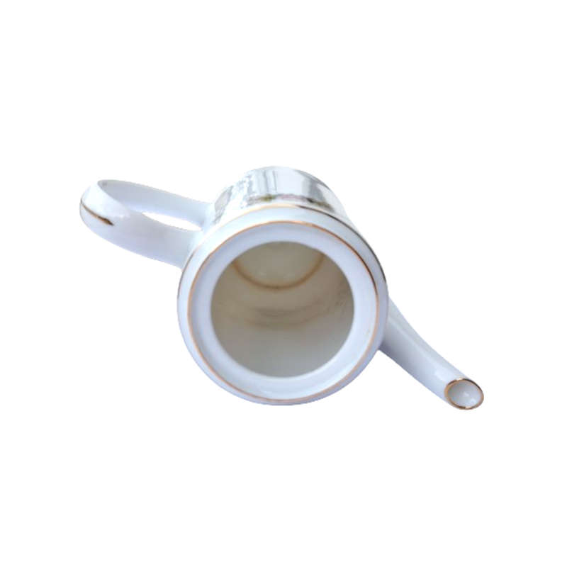 White Chinese pretty flower boarder and gold trim Coffee Pot.