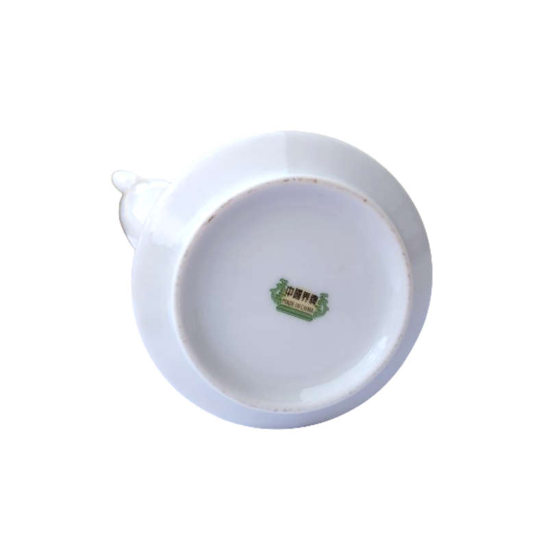 White Chinese pretty flower boarder and gold trim Coffee Pot.