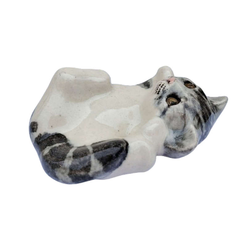 Winstanley Vintage Signed Tabby Cat Lying On Back Figure