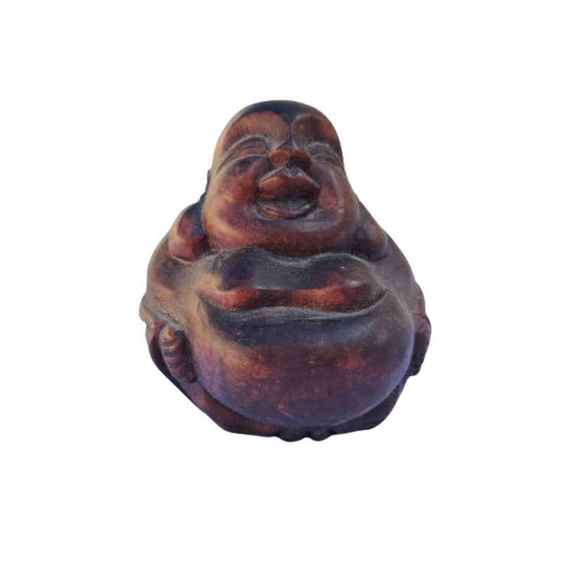 Wooden Oriental Smiling Sitting Buddha