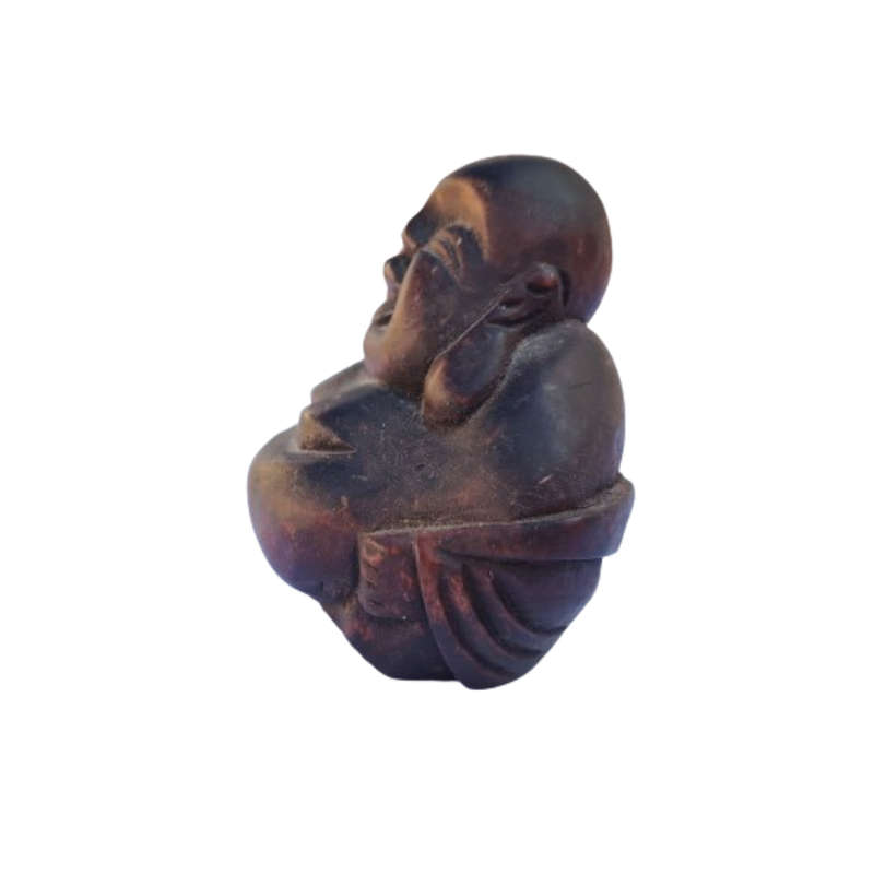 Wooden Oriental Smiling Sitting Buddha