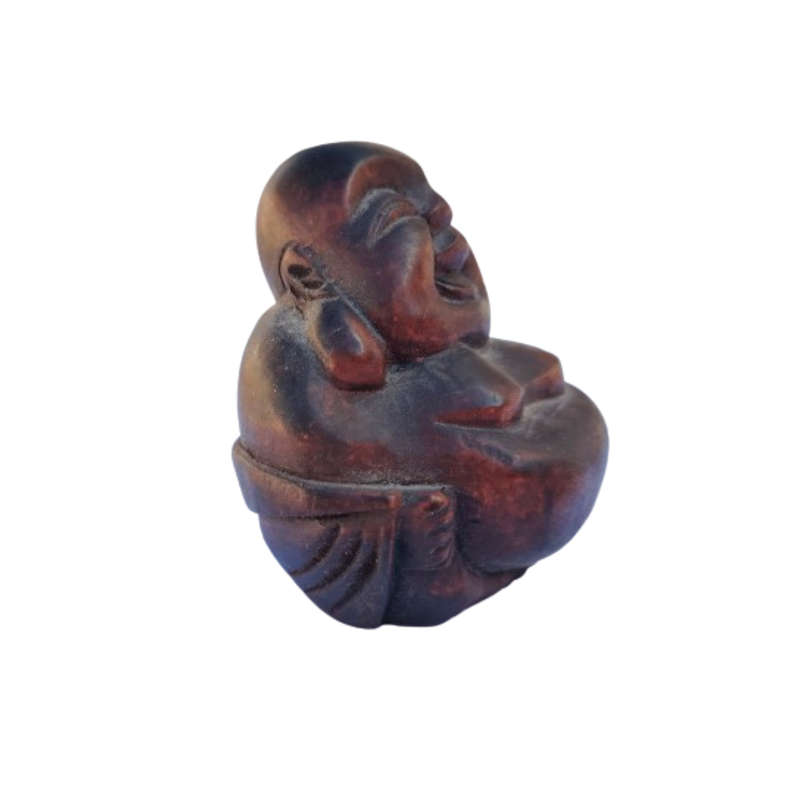 Wooden Oriental Smiling Sitting Buddha