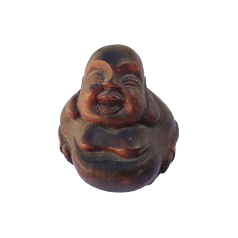 Wooden Oriental Smiling Sitting Buddha
