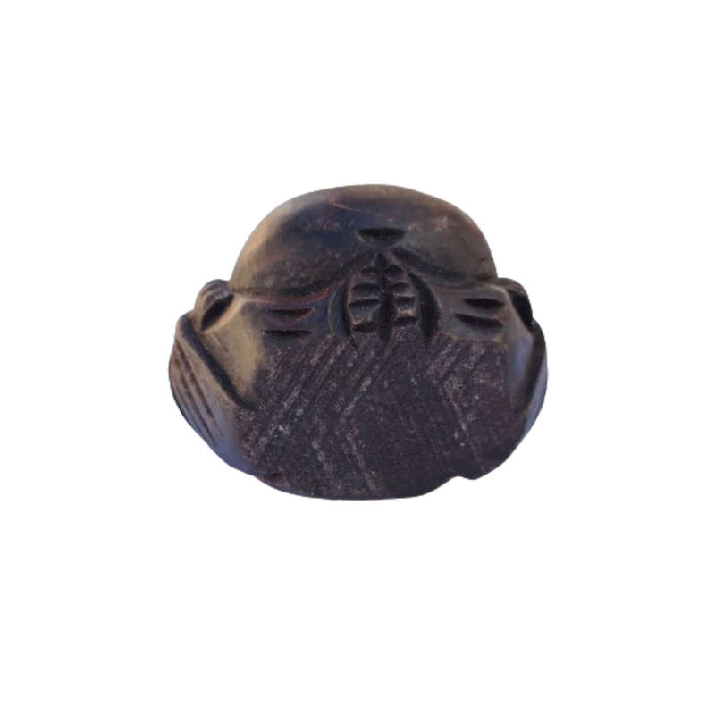 Wooden Oriental Smiling Sitting Buddha
