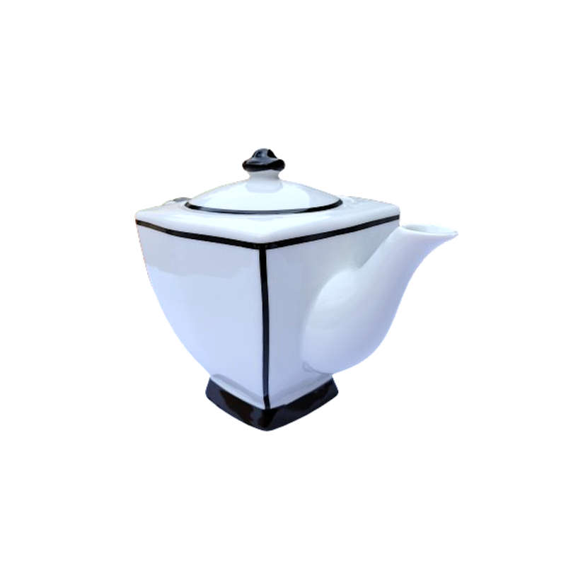 @Home White and Black teapot Milk Jug and Sugar Bowl