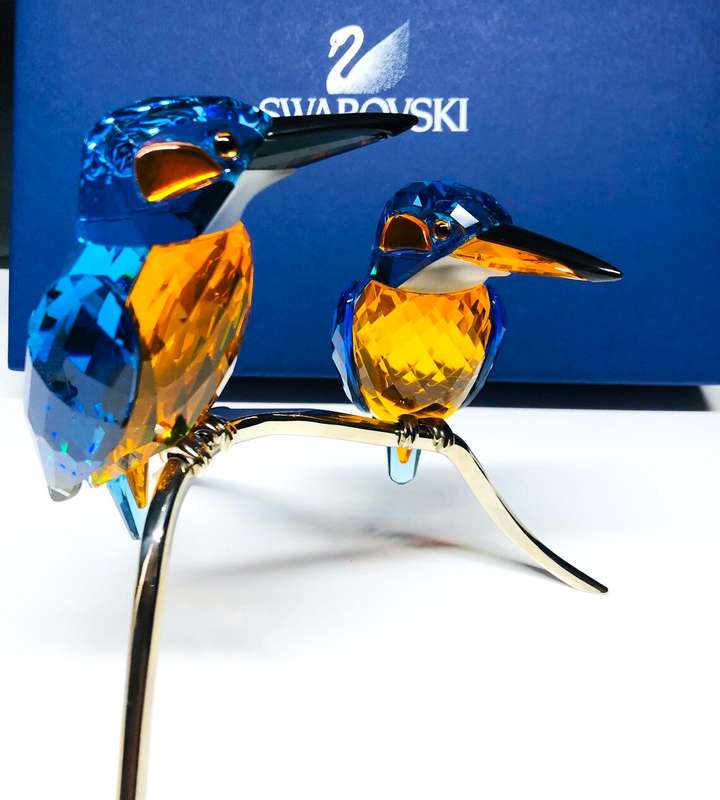 Swarovski Crystal Paradise Birds Kingfishers Blue Turquoise Silver Lake