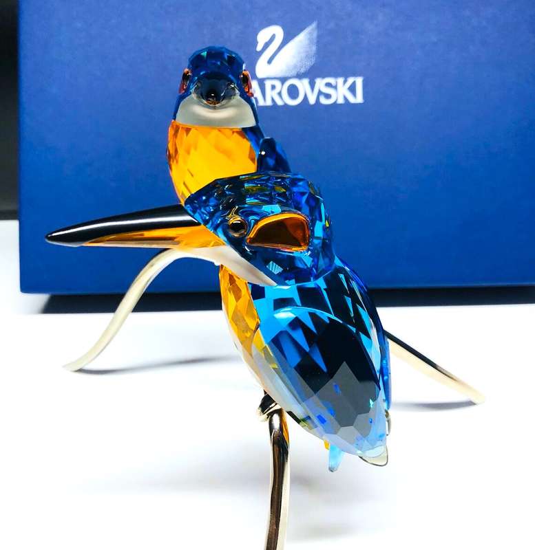 Swarovski Crystal Paradise Birds Kingfishers Blue Turquoise Silver Lake