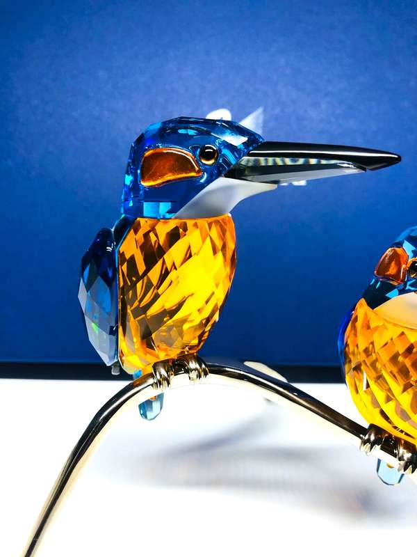 Swarovski Crystal Paradise Birds Kingfishers Blue Turquoise Silver Lake