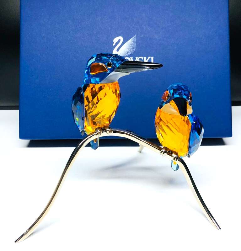 Swarovski Crystal Paradise Birds Kingfishers Blue Turquoise Silver Lake