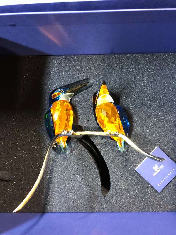 Swarovski Crystal Paradise Birds Kingfishers Blue Turquoise Silver Lake