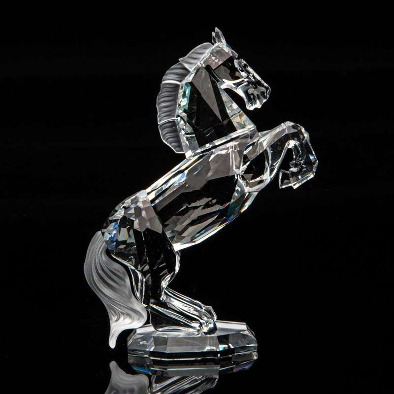 Swarovski Crystal Horses on Parade, White Stallion Horse Figurine, Frosted