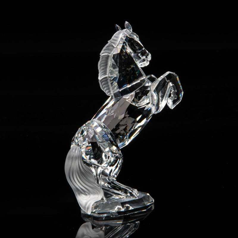 Swarovski Crystal Horses on Parade, White Stallion Horse Figurine, Frosted