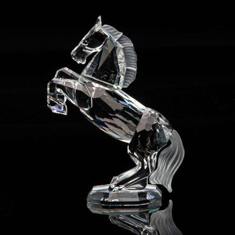 Swarovski Crystal Horses on Parade, White Stallion Horse Figurine, Frosted