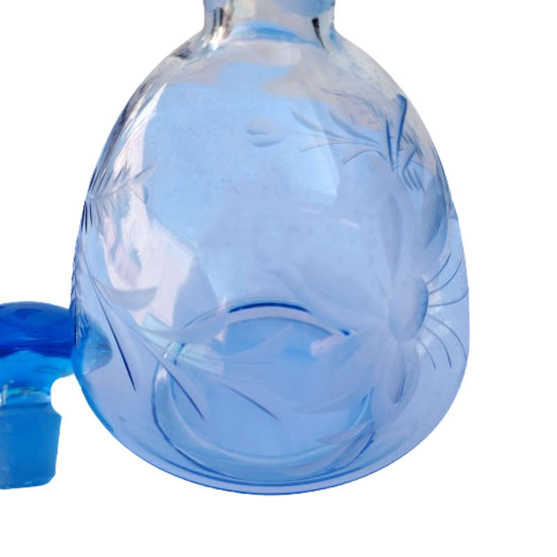 Beautiful delicate blue glass decanter with Stopper