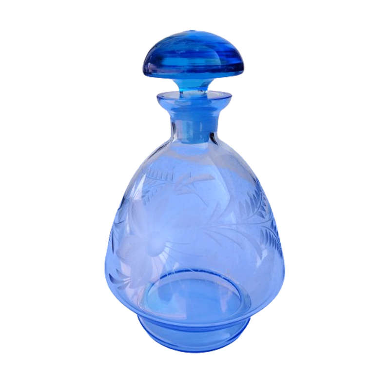 Beautiful delicate blue glass decanter with Stopper
