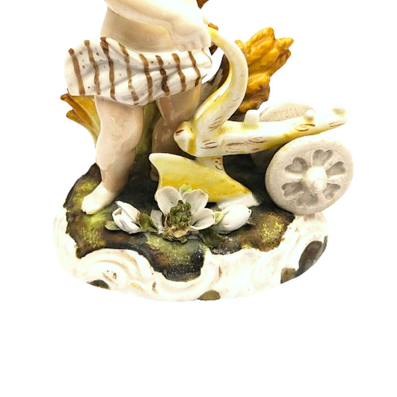 Capodimonte style naked cherub Putti porcelain figurine