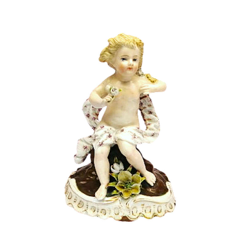 Capodimonte style naked cherub Putti porcelain figurine