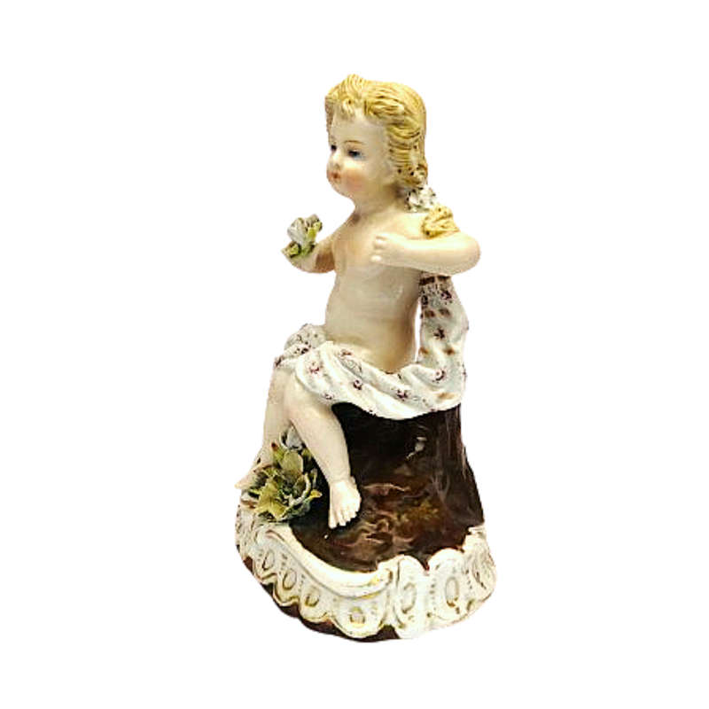 Capodimonte style naked cherub Putti porcelain figurine