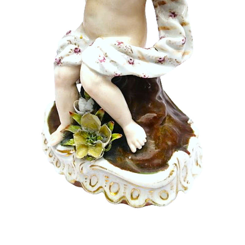 Capodimonte style naked cherub Putti porcelain figurine