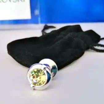 Swarovski Crystal Event Pin 2004 Round Rhodium Yellow Anna