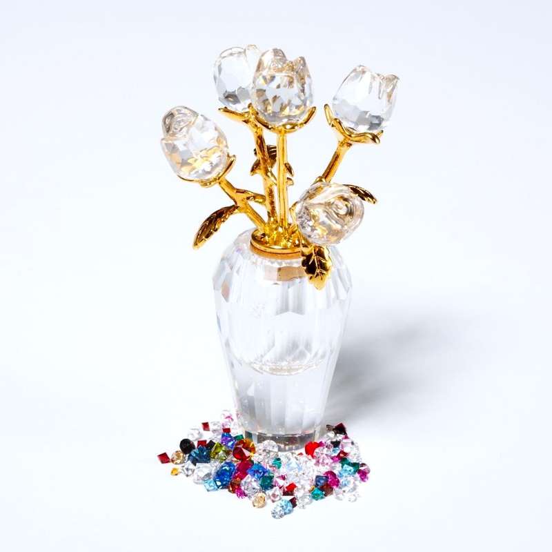 Swarovski Crystal Memories Gold And Rhodium Rose Vase