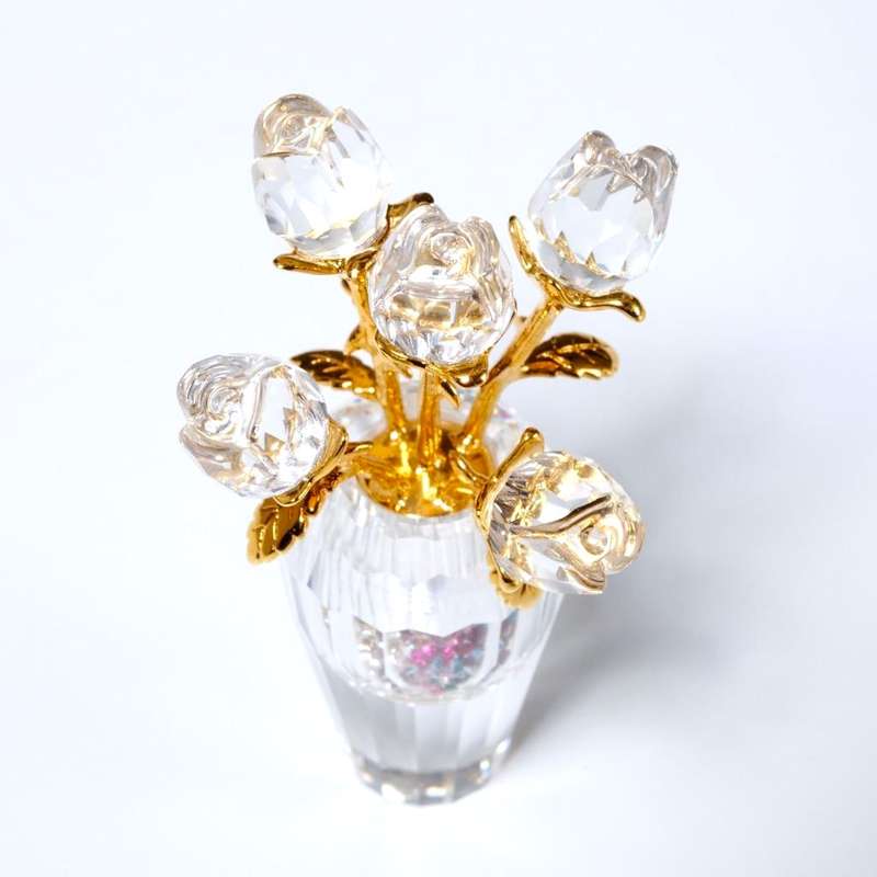 Swarovski Crystal Memories Gold And Rhodium Rose Vase