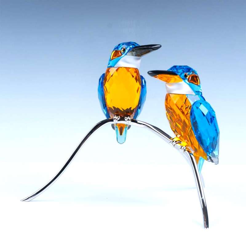 Swarovski Crystal Paradise Birds Kingfishers Blue Turquoise Silver Lake