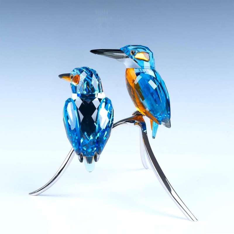 Swarovski Crystal Paradise Birds Kingfishers Blue Turquoise Silver Lake