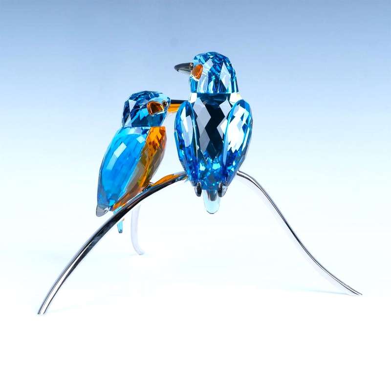 Swarovski Crystal Paradise Birds Kingfishers Blue Turquoise Silver Lake