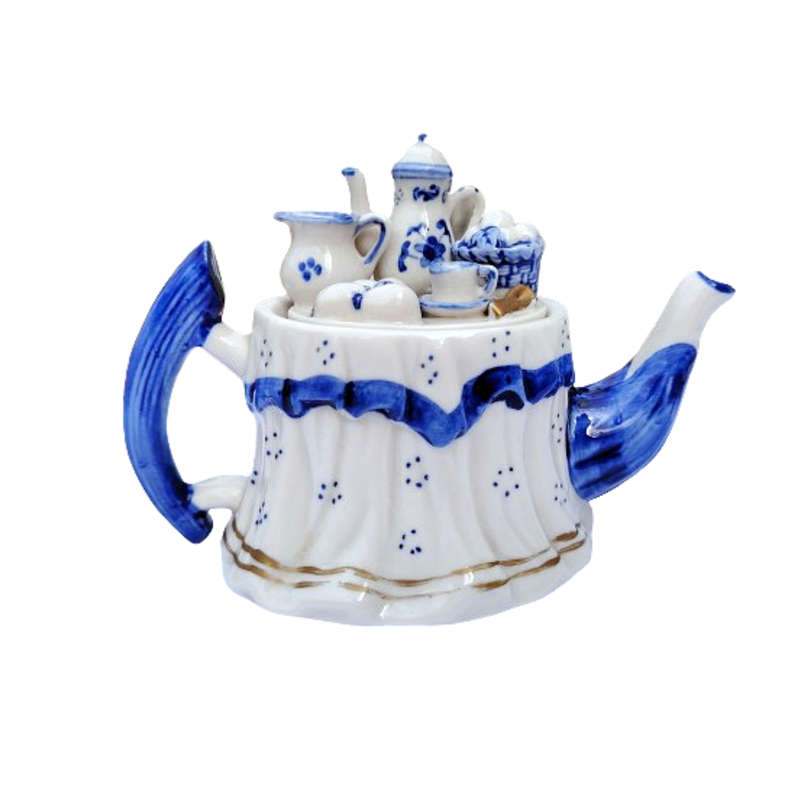 Cappadiamonte Italian porcelain Teapot with miniature Tea Set