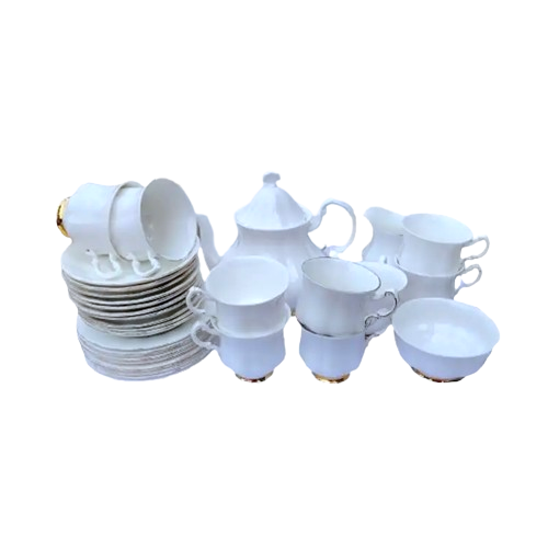 Paragon Elegant White and Gold Tea Set