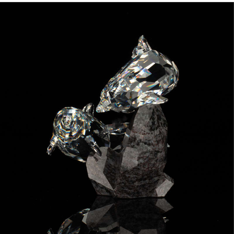 Swarovski Crystal Large and Heavy Soulmates, Stunning Dolphins on Granite