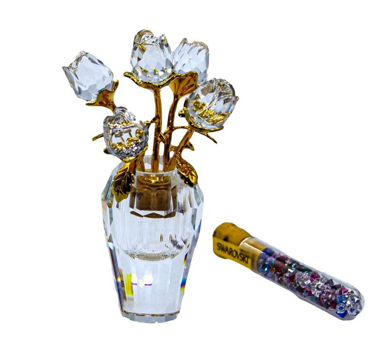 Swarovski Crystal Memories Gold And Rhodium Rose Vase