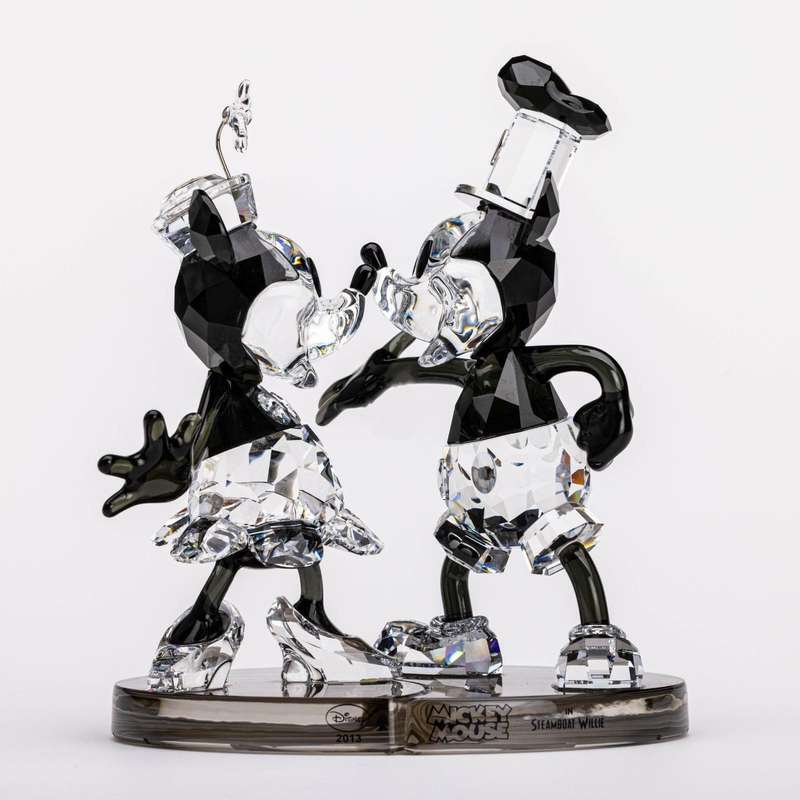 Swarovski Disney Steamboat Willie Mickey And Minnie Mouse Figurine